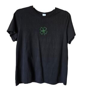 Shamrock Four leave Clover Tee Black Size XL Vintage size